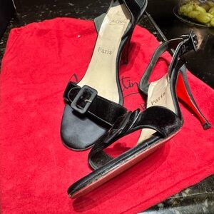 Christian Louboutin Black Velvet Sandals